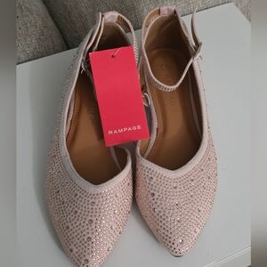 RAMPAGE LUNA  Women's Size 7 Pink‎ Jeweled Flat Ballet Shoes, Ankle Strap